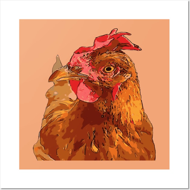 Quirky Farmyard Chicken Portrait Isolated Wall Art by taiche